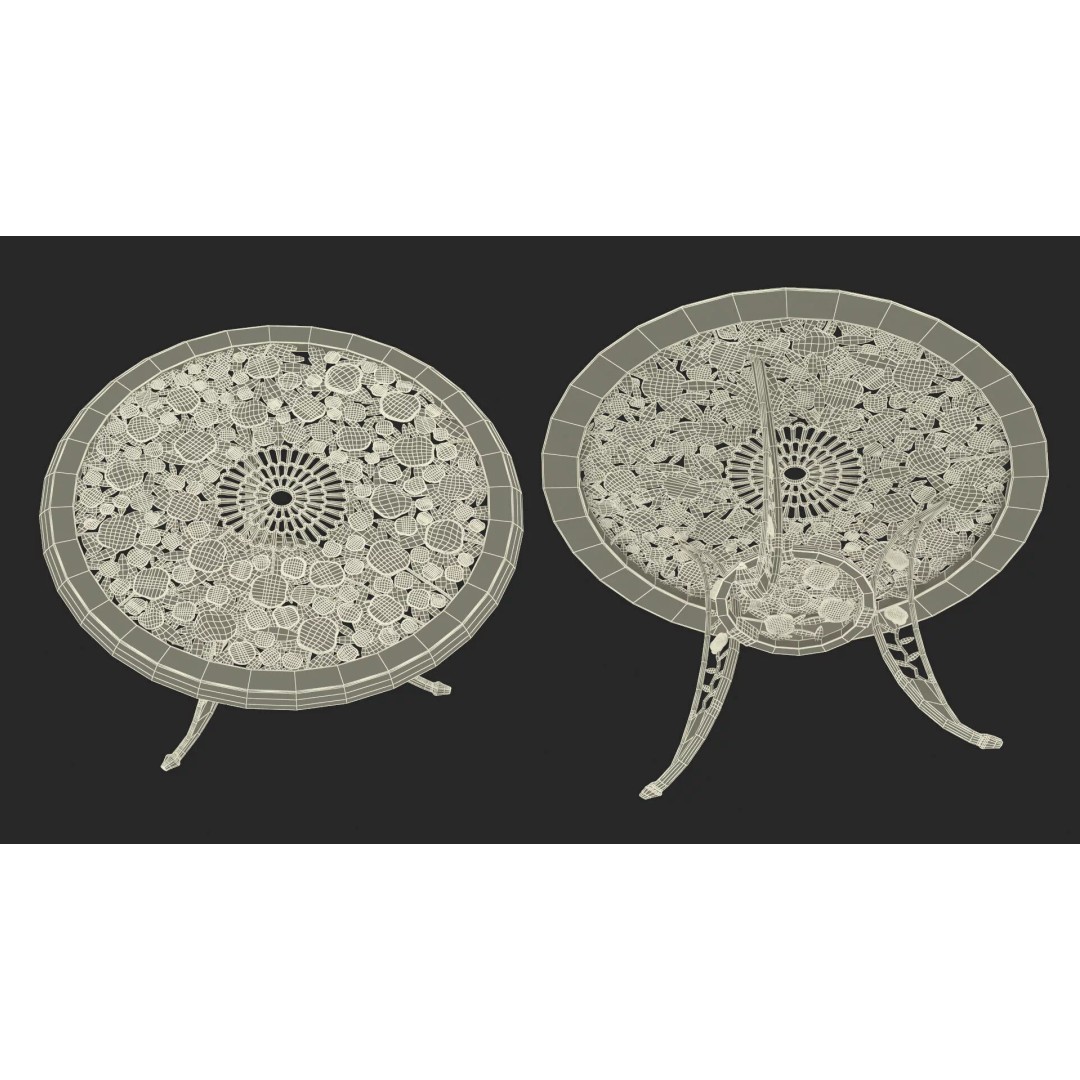Vintage Patio Furniture Set 3D Model – Wrought Iron Outdoor Furniture, PBR Textures - View 19