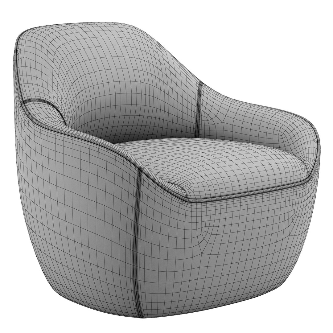 Becca Armchair 3D Model – Modern Lounge Chair with PBR Textures - View 11