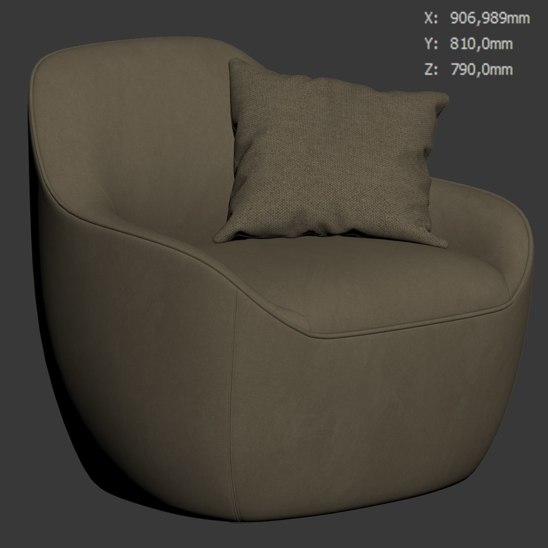 Becca Armchair 3D Model – Modern Lounge Chair with PBR Textures - View 12