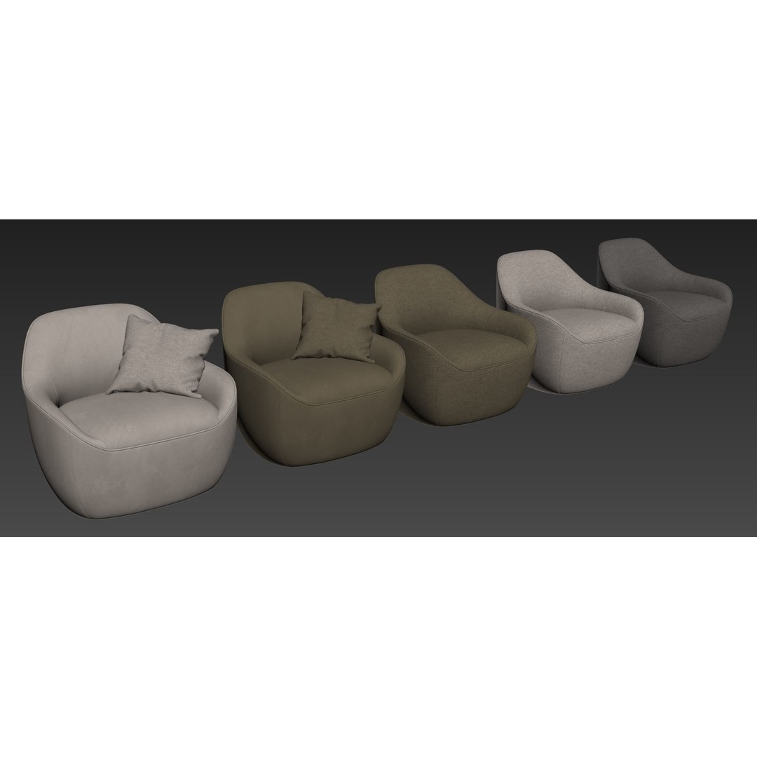 Becca Armchair 3D Model – Modern Lounge Chair with PBR Textures - View 13