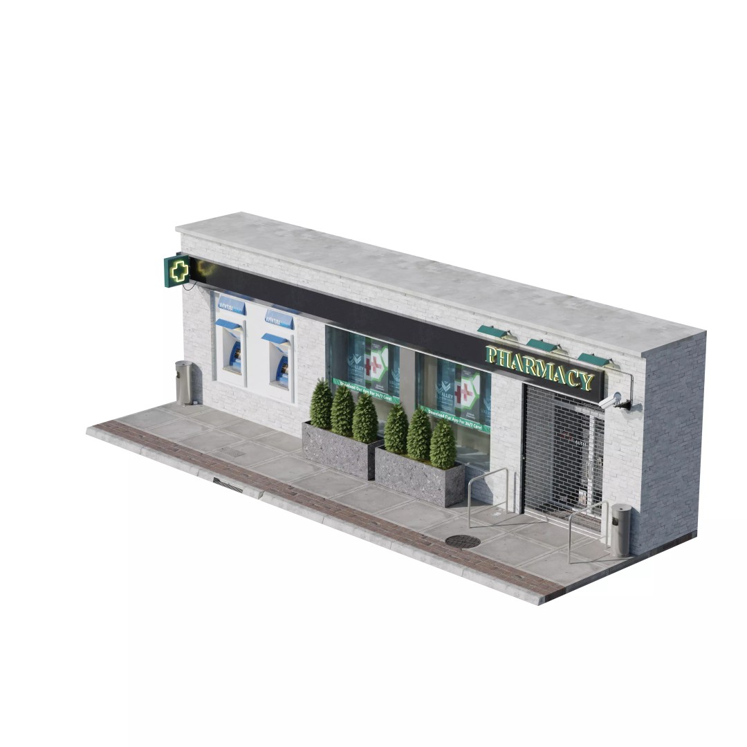 Store Commercial Buildings 3D Model – Low Poly Urban Asset Pack - View 100