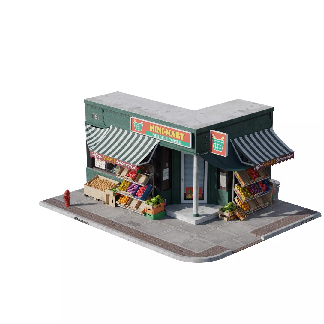 Store Commercial Buildings 3D Model – Low Poly Urban Asset Pack - View 84
