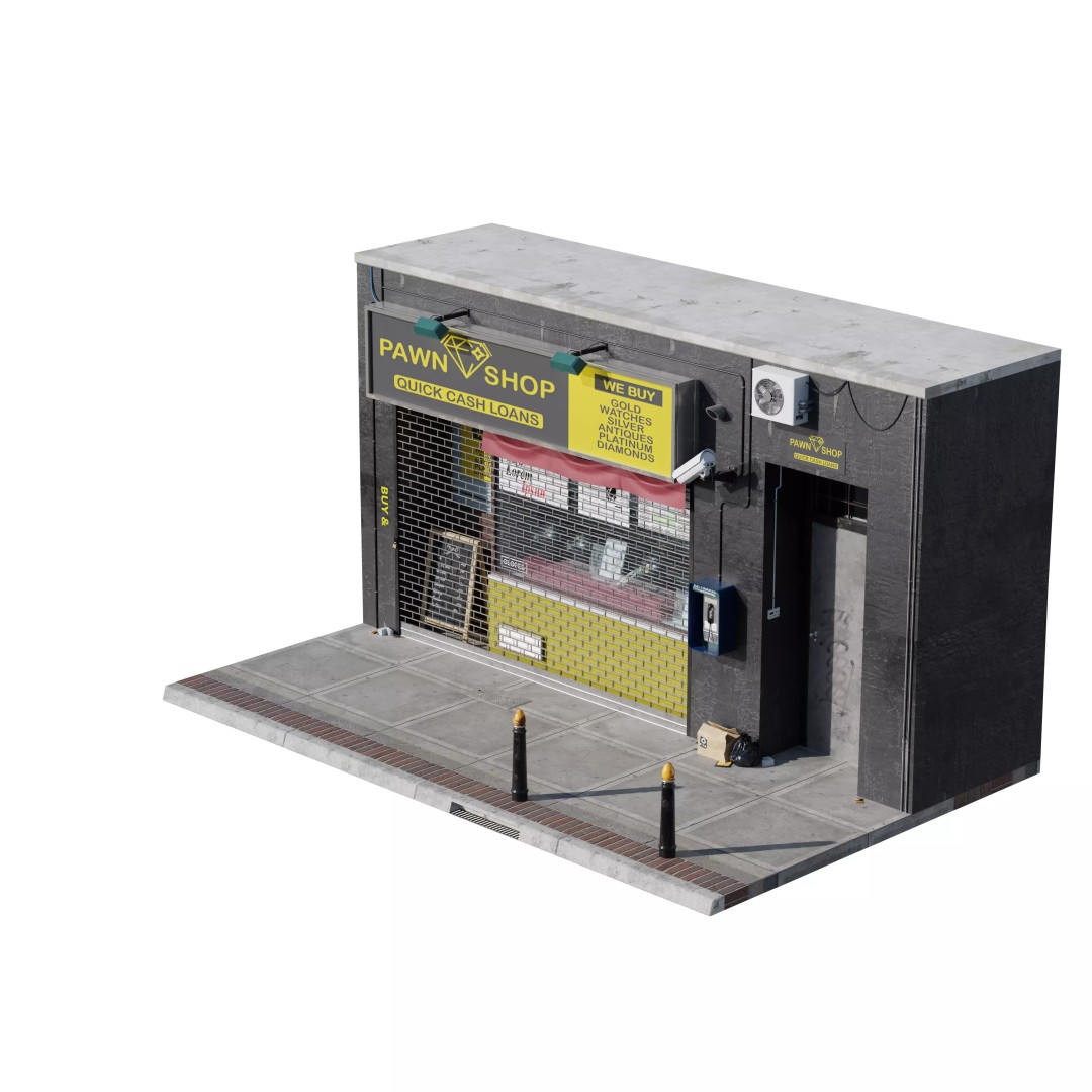 Store Commercial Buildings 3D Model – Low Poly Urban Asset Pack - View 98