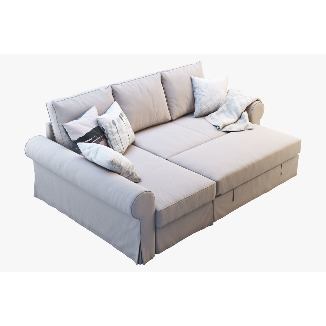 Backabro Sofa 3D Model – Modern Chaise Lounge, FBX, OBJ - View 10