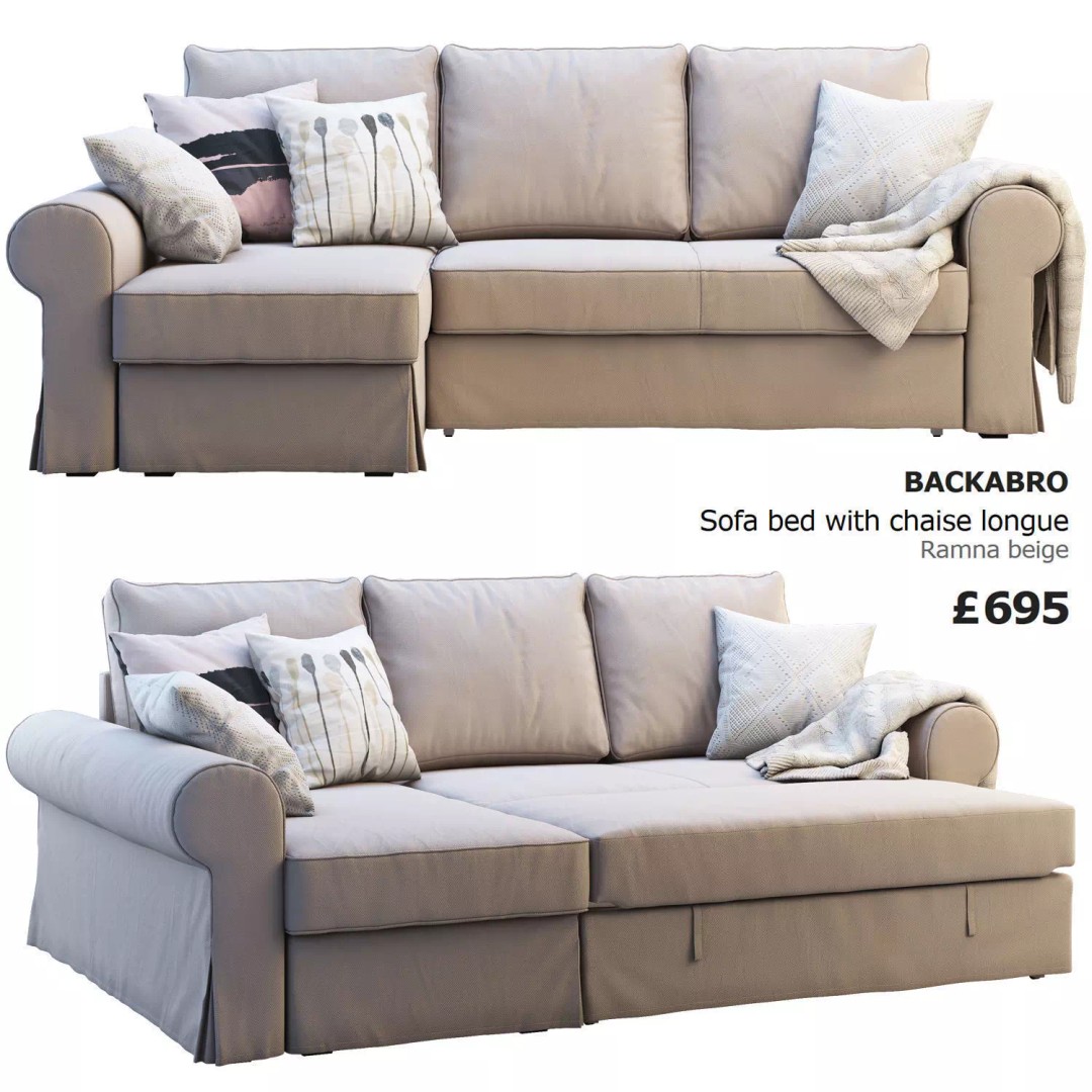 Backabro Sofa 3D Model – Modern Chaise Lounge, FBX, OBJ - View 2