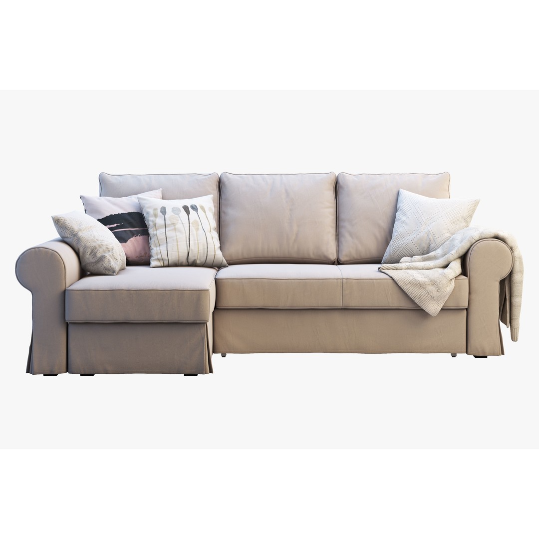 Backabro Sofa 3D Model – Modern Chaise Lounge, FBX, OBJ - View 3
