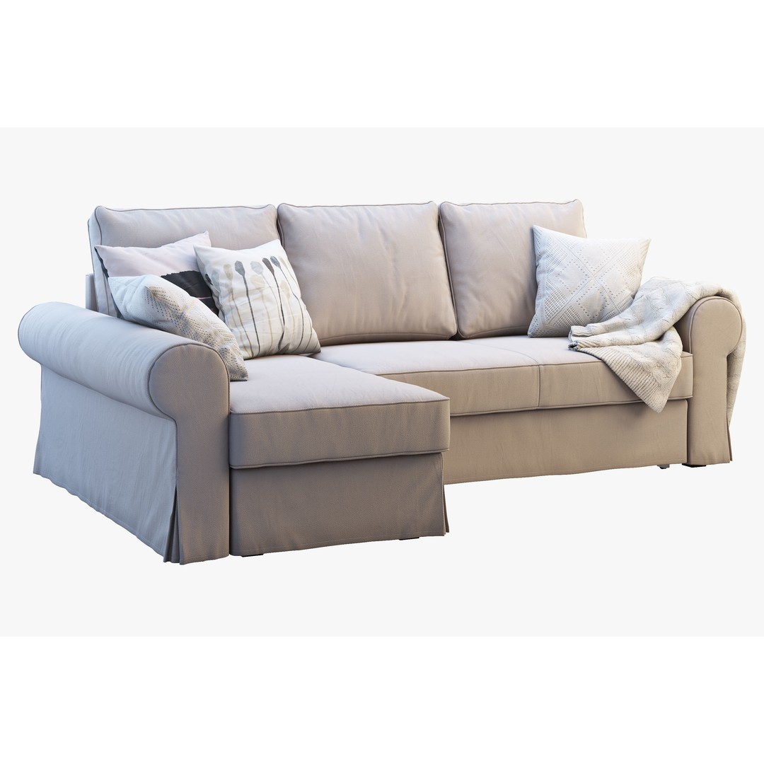 Backabro Sofa 3D Model – Modern Chaise Lounge, FBX, OBJ - View 4