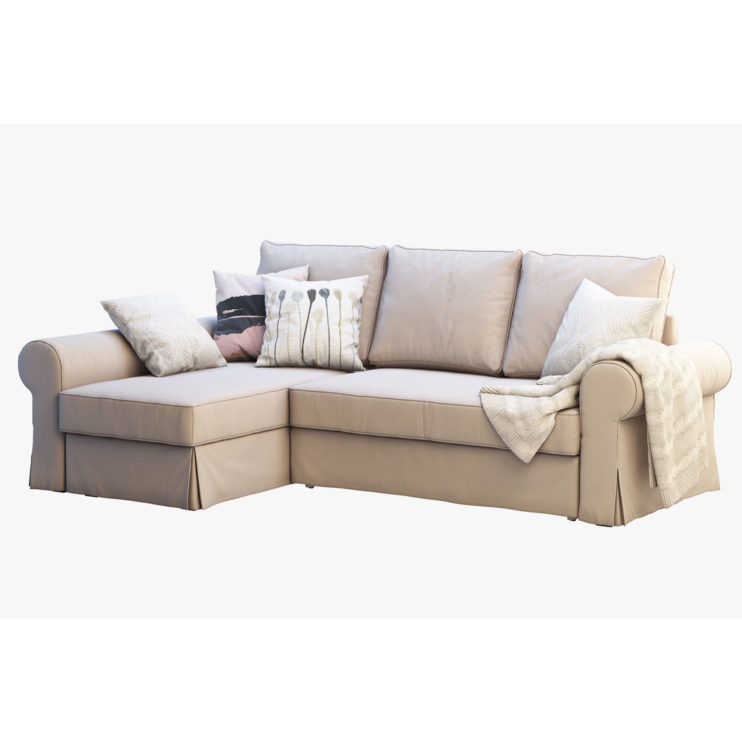 Backabro Sofa 3D Model – Modern Chaise Lounge, FBX, OBJ - View 5