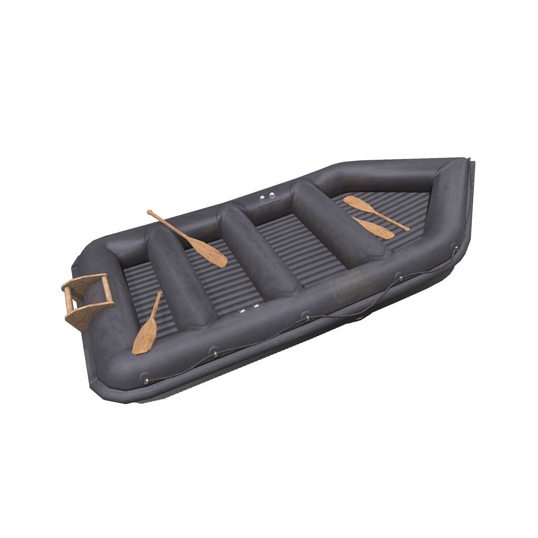 Rubber Boat 3D Model – Low Poly PBR Game Asset, FBX, OBJ - View 10