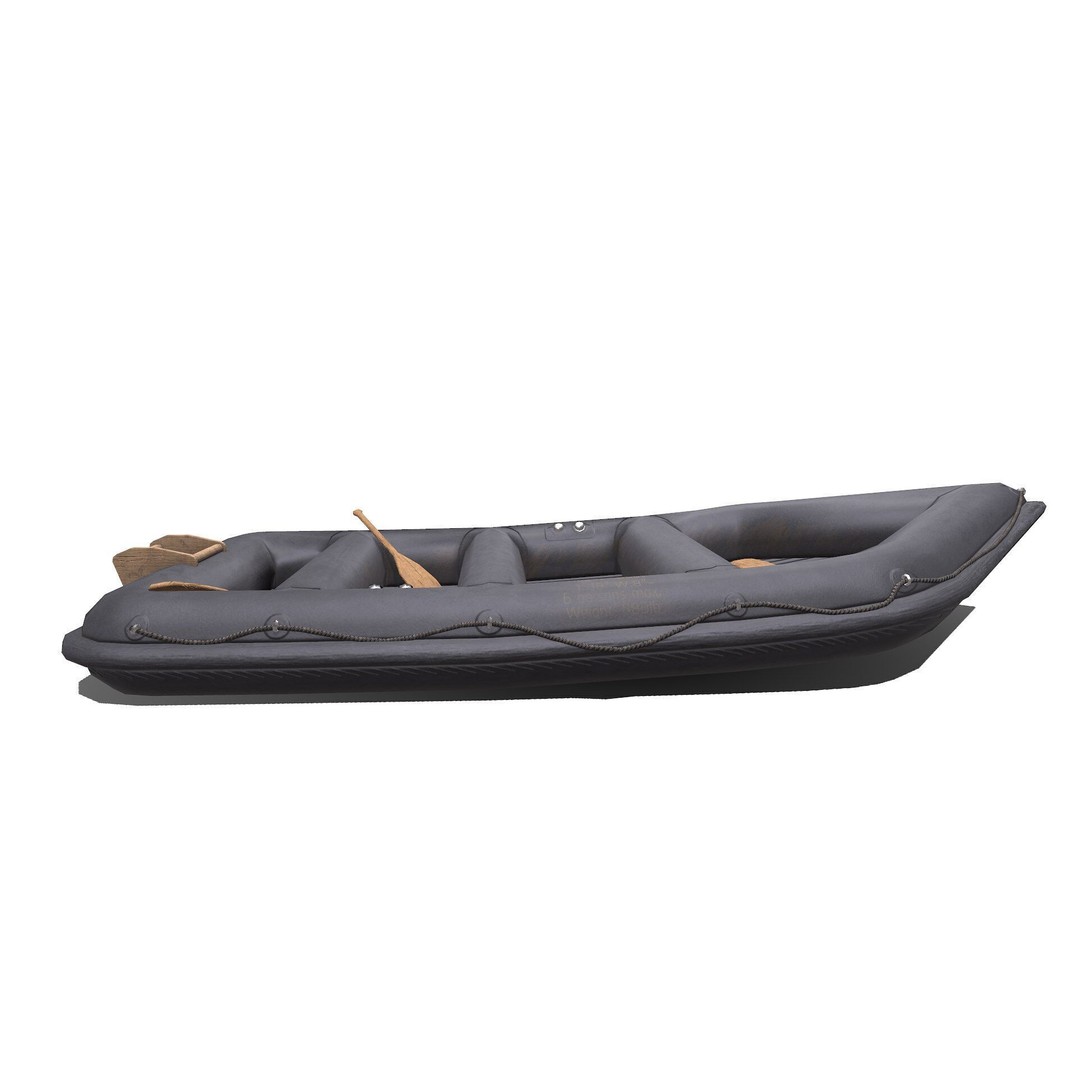 Rubber Boat 3D Model – Low Poly PBR Game Asset, FBX, OBJ - View 11