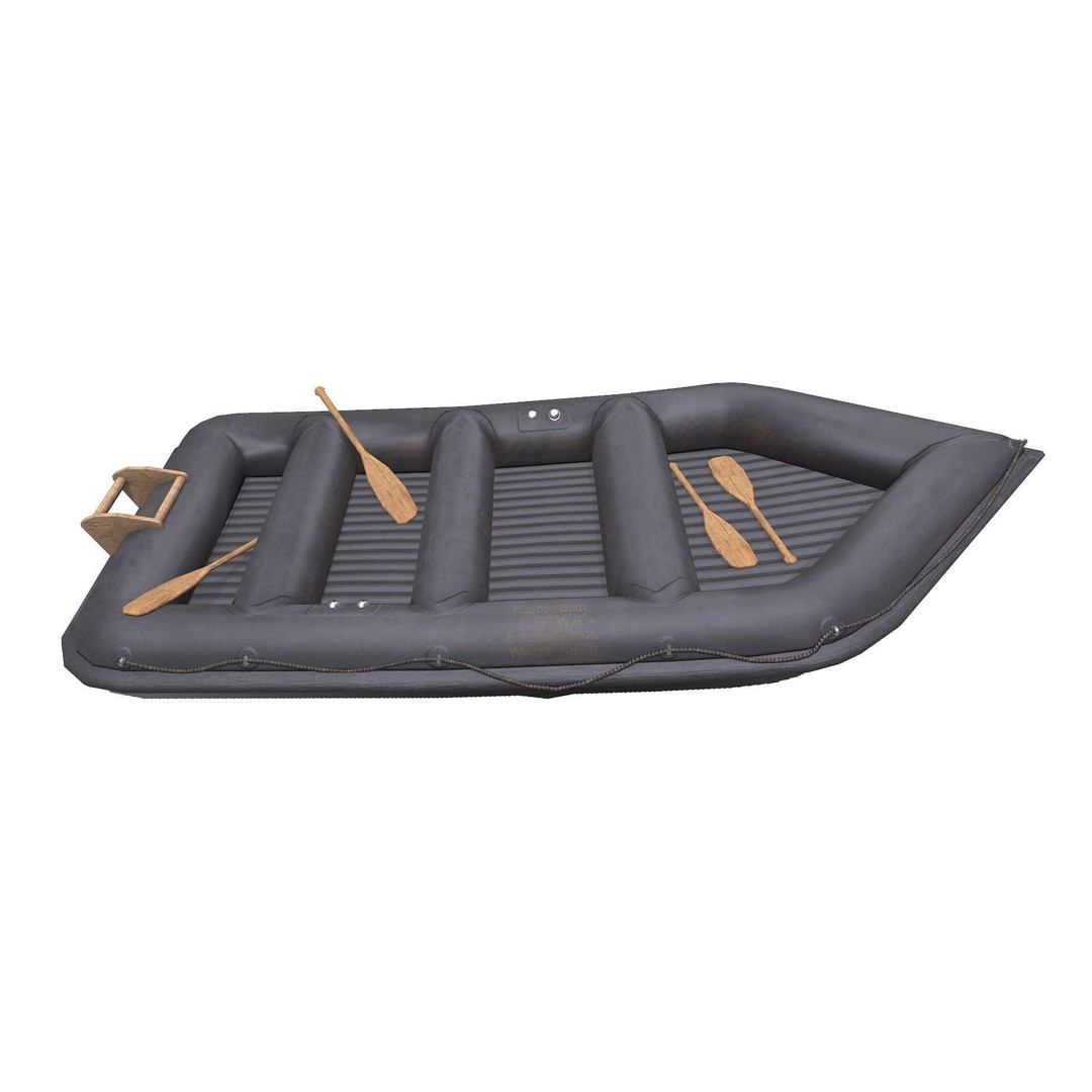 Rubber Boat 3D Model – Low Poly PBR Game Asset, FBX, OBJ - View 12