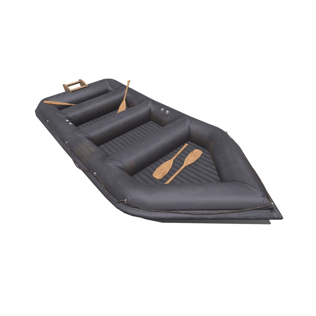 Rubber Boat 3D Model – Low Poly PBR Game Asset, FBX, OBJ - View 14