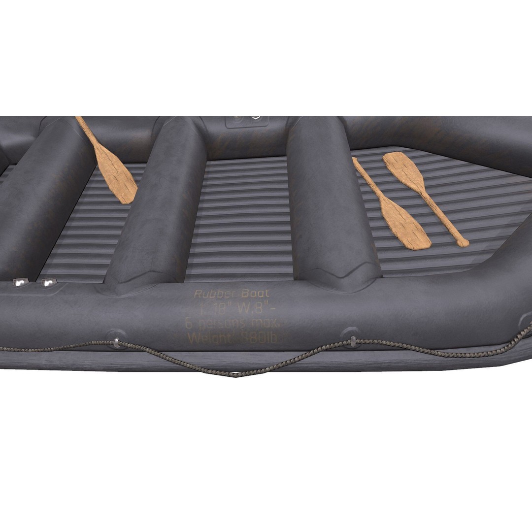 Rubber Boat 3D Model – Low Poly PBR Game Asset, FBX, OBJ - View 15