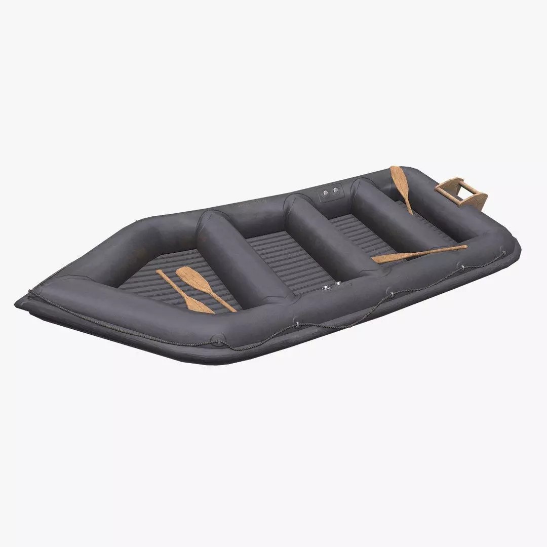 Rubber Boat 3D Model – Low Poly PBR Game Asset, FBX, OBJ - View 2