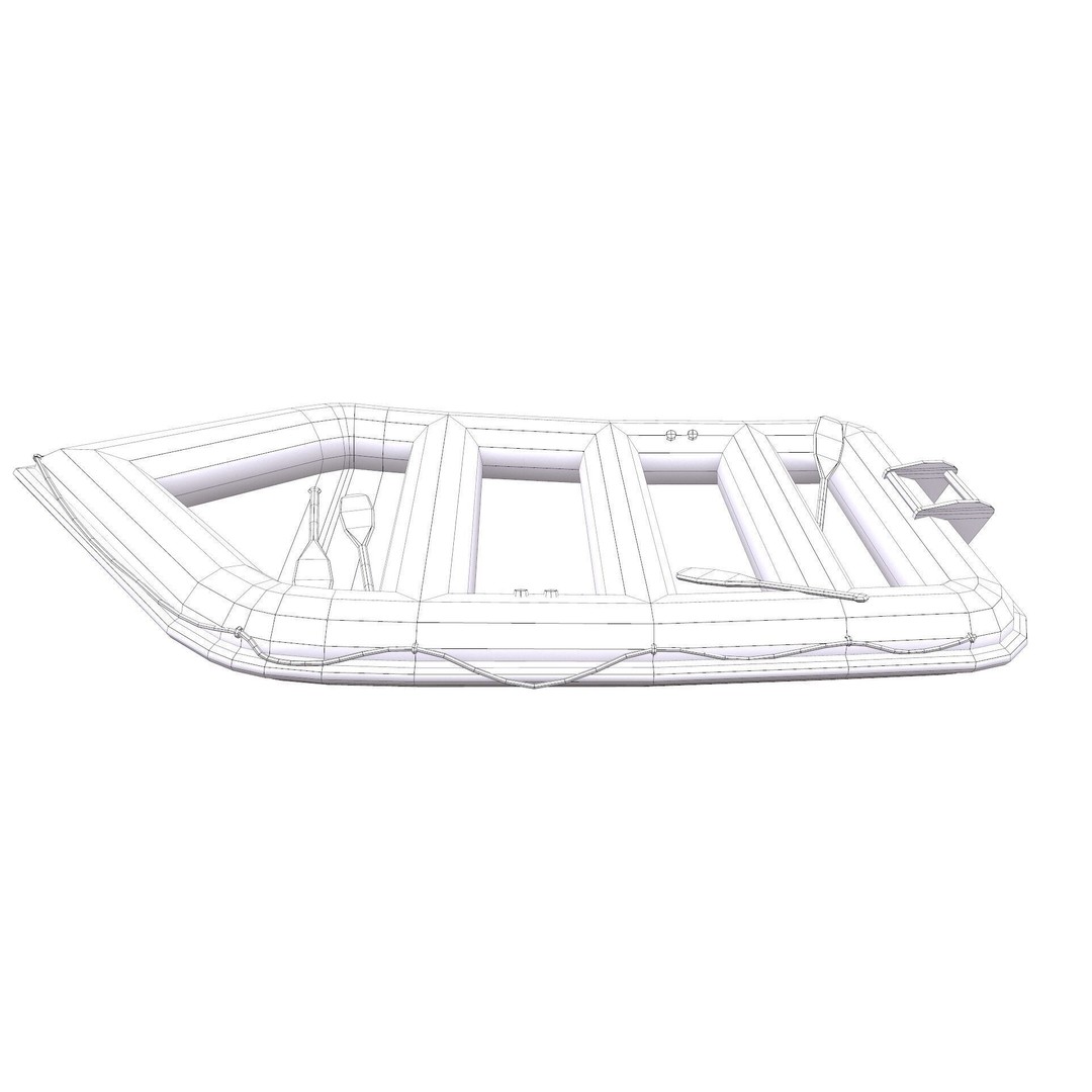 Rubber Boat 3D Model – Low Poly PBR Game Asset, FBX, OBJ - View 21