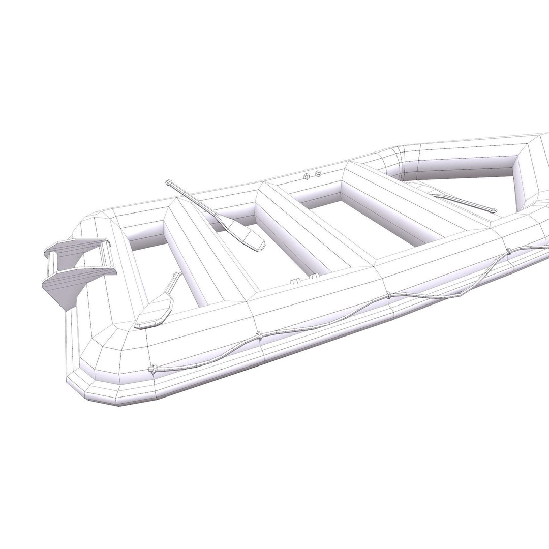 Rubber Boat 3D Model – Low Poly PBR Game Asset, FBX, OBJ - View 24