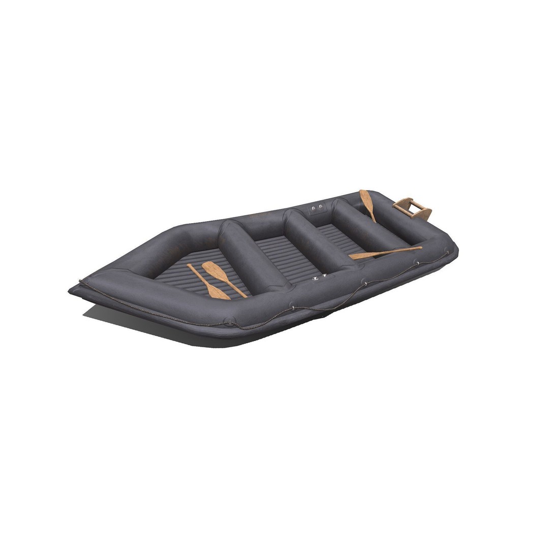 Rubber Boat 3D Model – Low Poly PBR Game Asset, FBX, OBJ - View 3