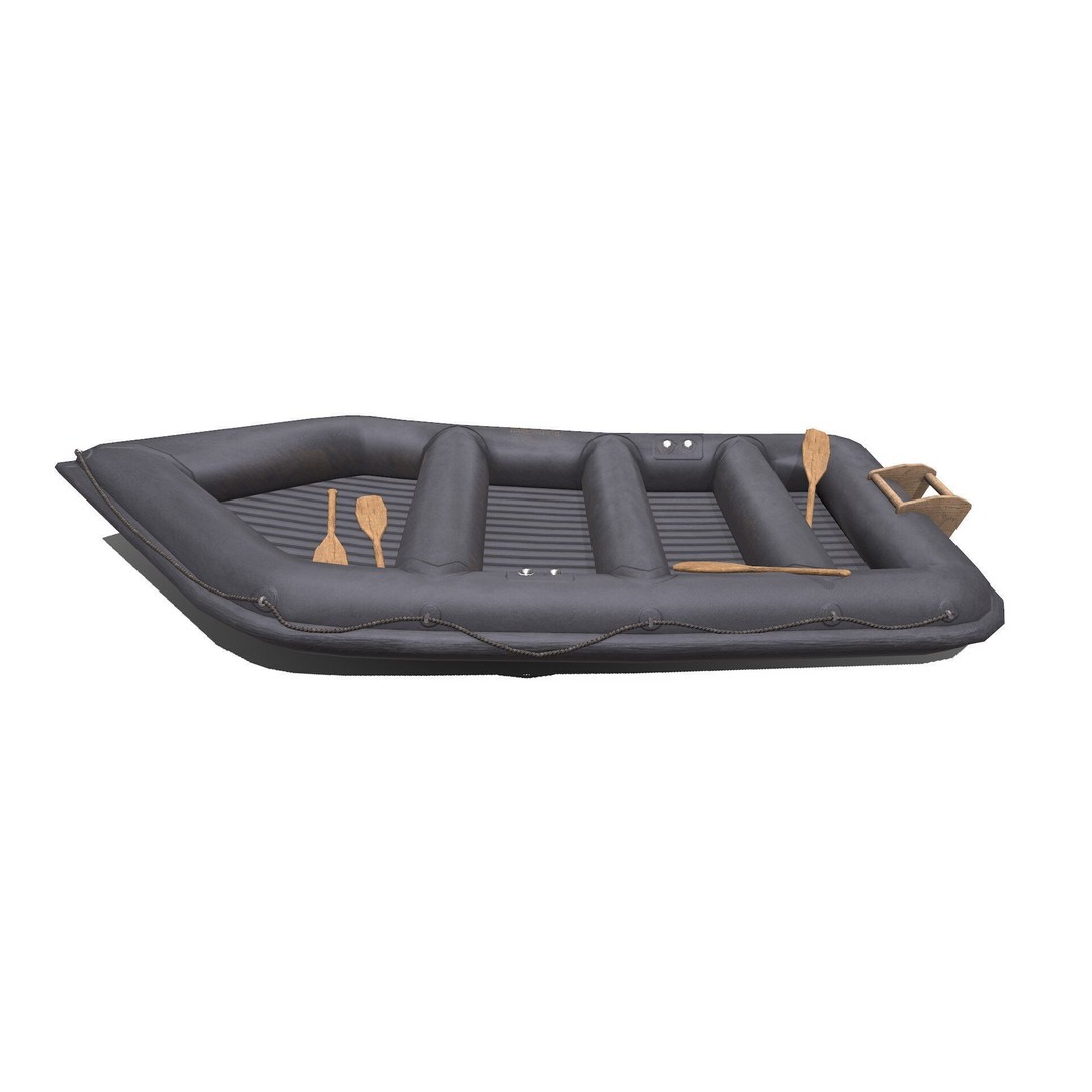Rubber Boat 3D Model – Low Poly PBR Game Asset, FBX, OBJ - View 4