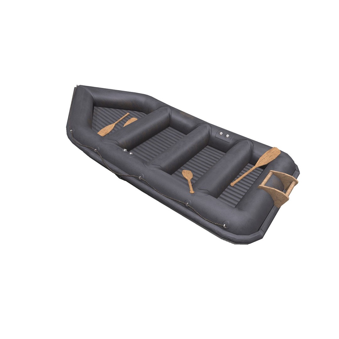Rubber Boat 3D Model – Low Poly PBR Game Asset, FBX, OBJ - View 5