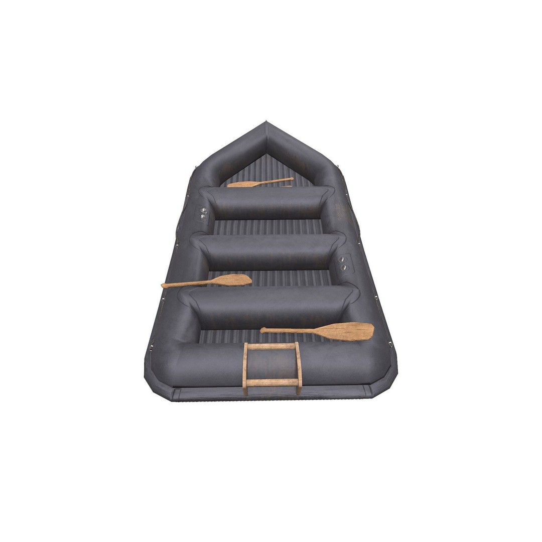 Rubber Boat 3D Model – Low Poly PBR Game Asset, FBX, OBJ - View 7