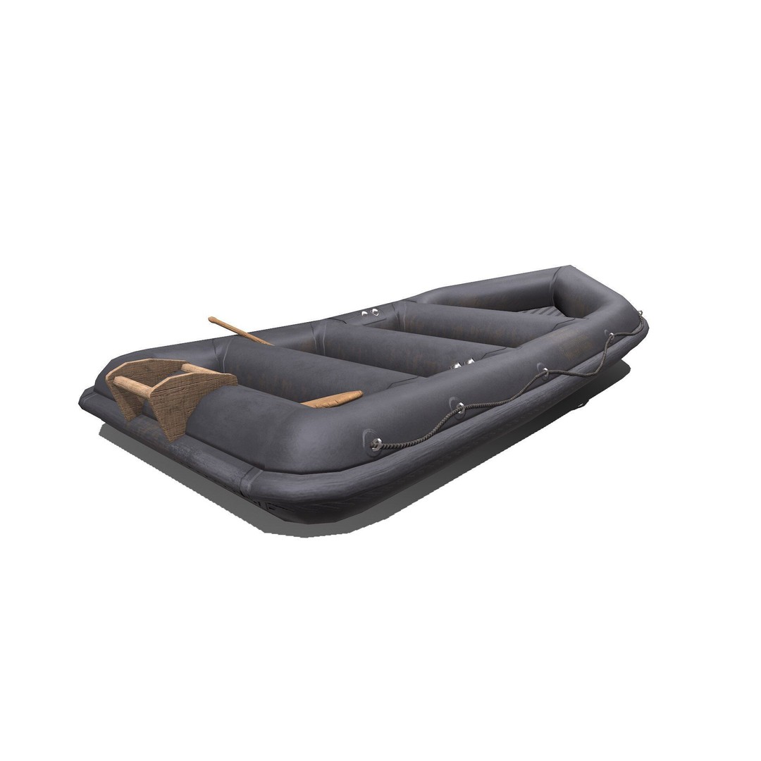 Rubber Boat 3D Model – Low Poly PBR Game Asset, FBX, OBJ - View 9