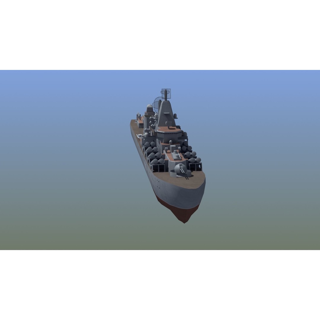 Slava Class Cruiser 3D Model – Low Poly Game-Ready Asset, FBX, OBJ - View 16