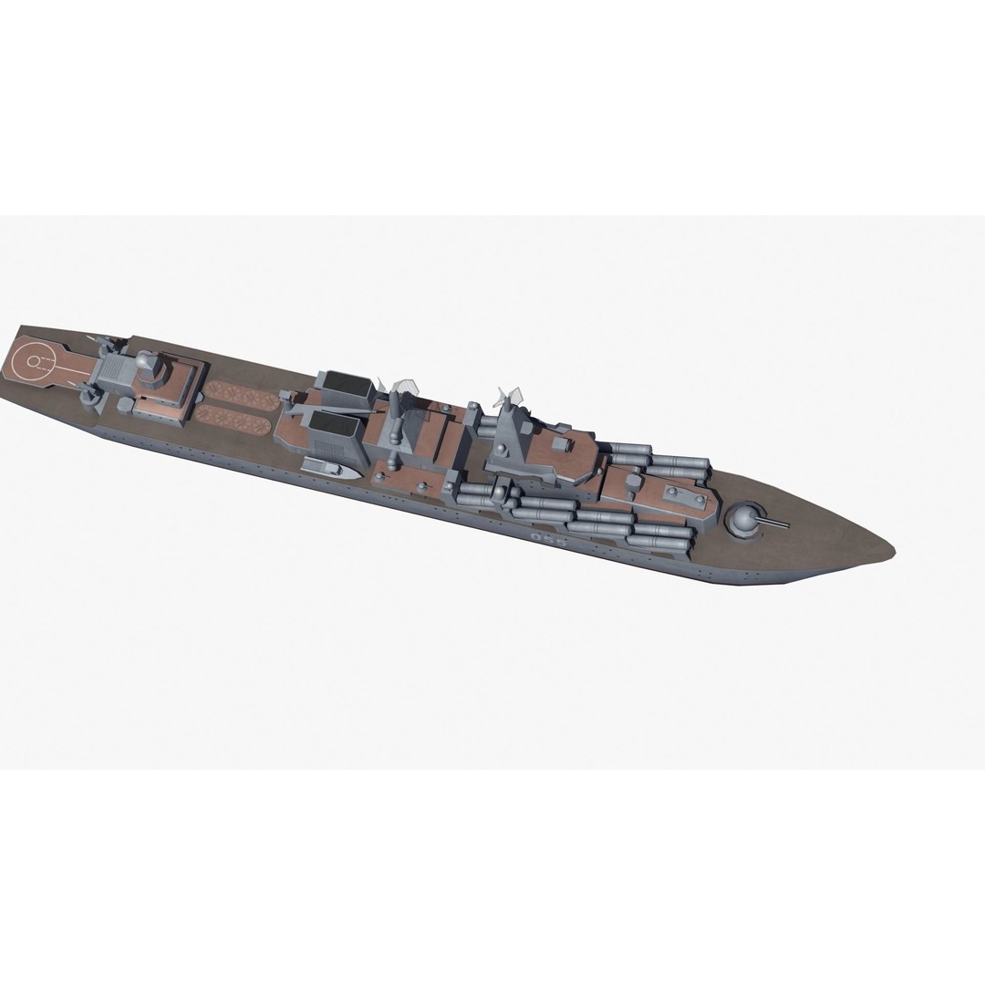 Slava Class Cruiser 3D Model – Low Poly Game-Ready Asset, FBX, OBJ - View 25