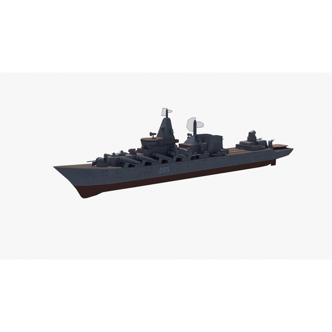 Slava Class Cruiser 3D Model – Low Poly Game-Ready Asset, FBX, OBJ - View 27