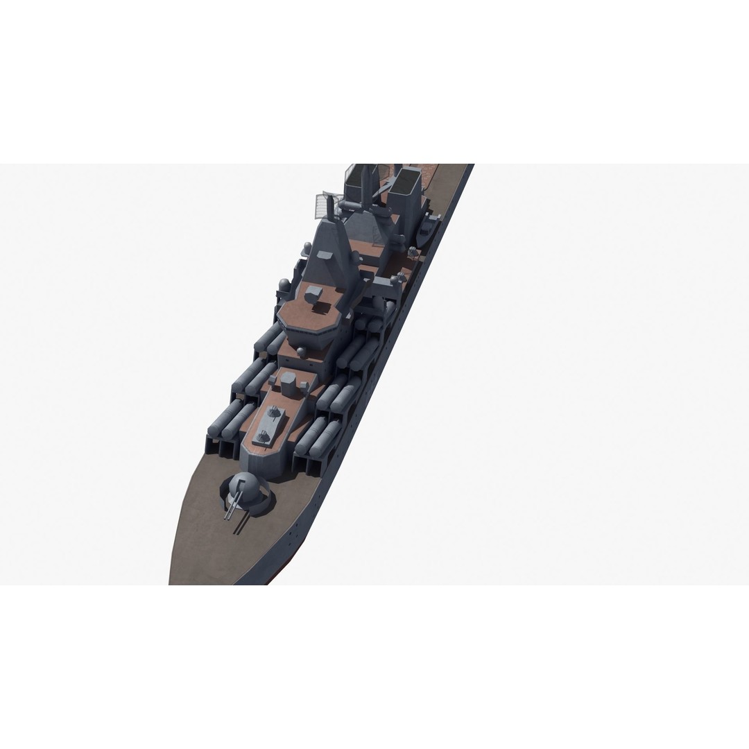Slava Class Cruiser 3D Model – Low Poly Game-Ready Asset, FBX, OBJ - View 28