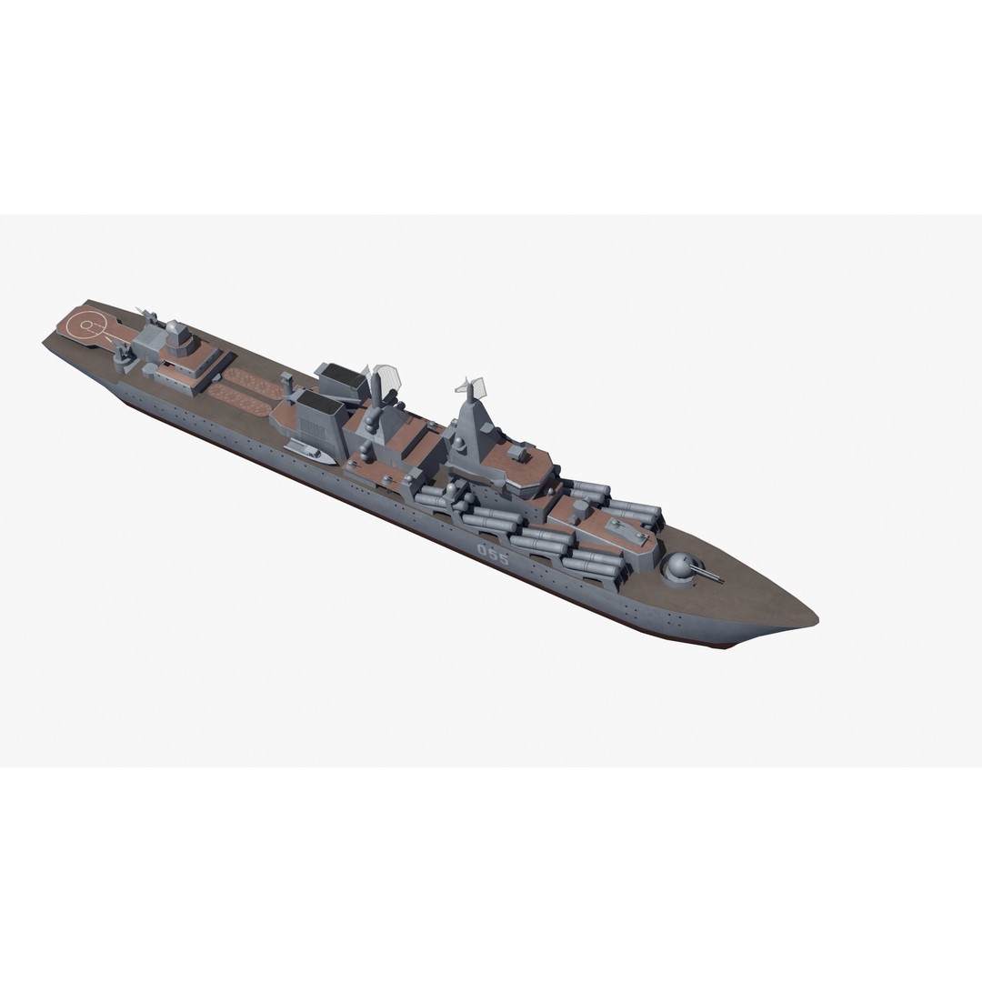Slava Class Cruiser 3D Model – Low Poly Game-Ready Asset, FBX, OBJ - View 29