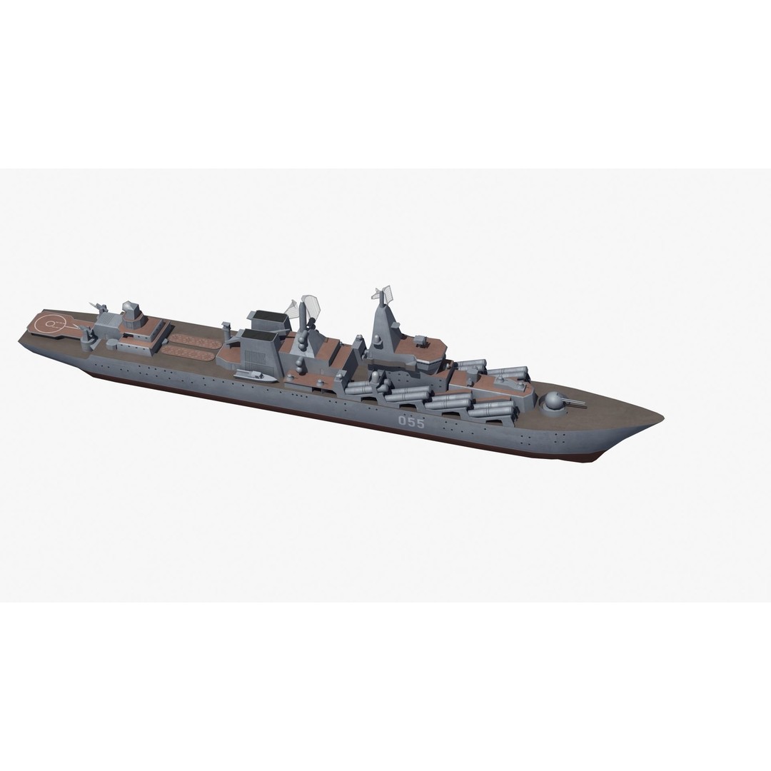 Slava Class Cruiser 3D Model – Low Poly Game-Ready Asset, FBX, OBJ - View 30