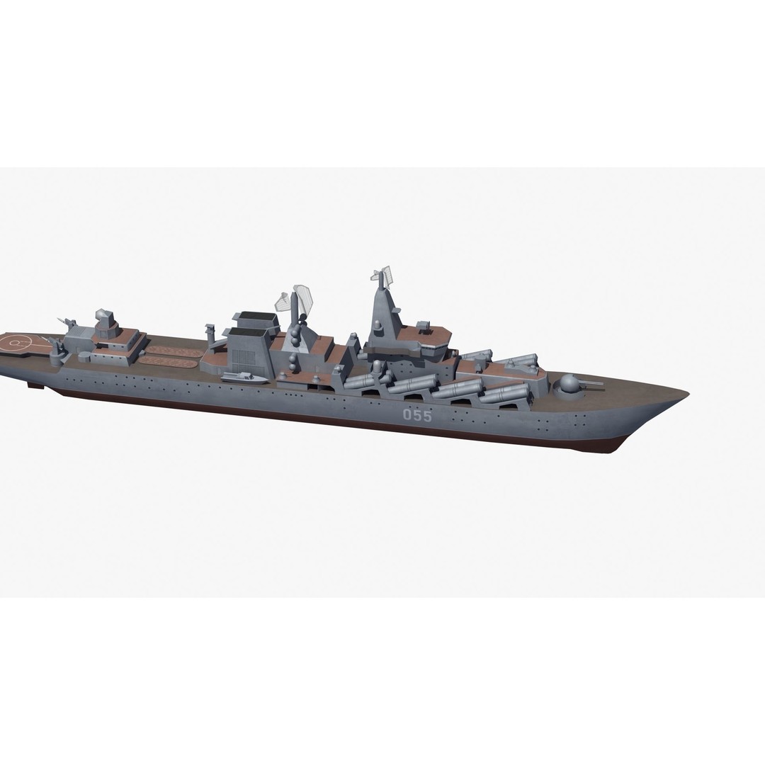 Slava Class Cruiser 3D Model – Low Poly Game-Ready Asset, FBX, OBJ - View 31