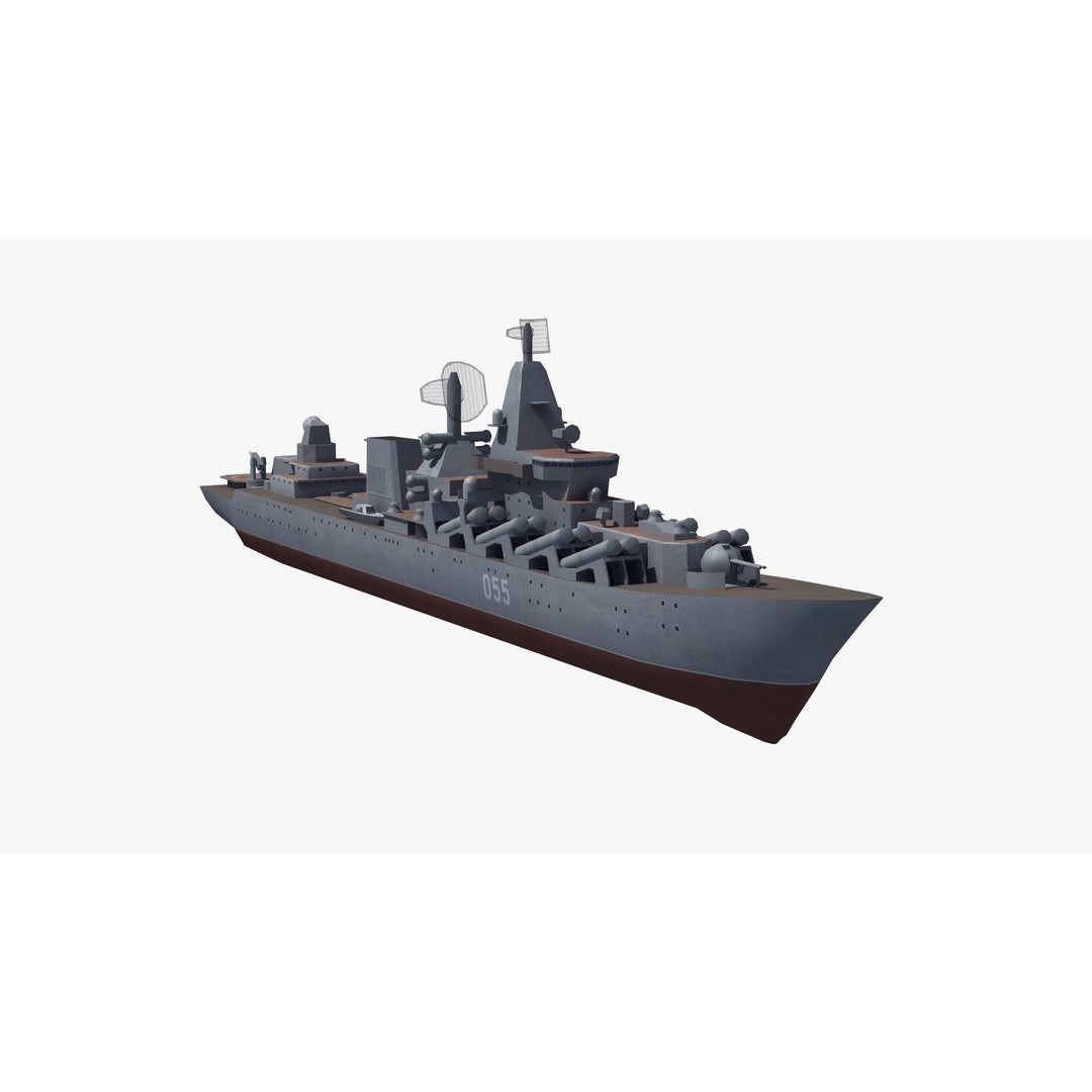 Slava Class Cruiser 3D Model – Low Poly Game-Ready Asset, FBX, OBJ - View 33