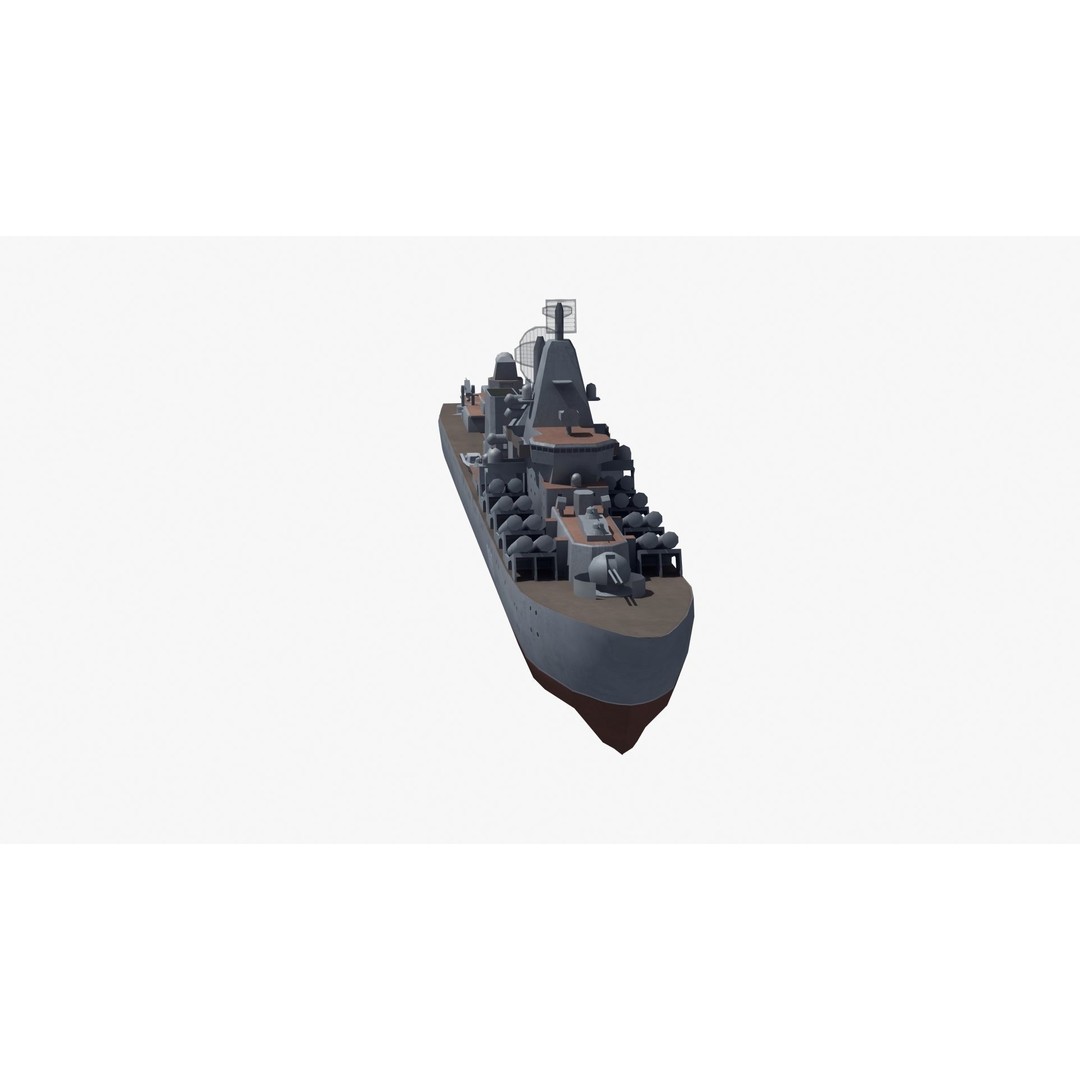 Slava Class Cruiser 3D Model – Low Poly Game-Ready Asset, FBX, OBJ - View 35