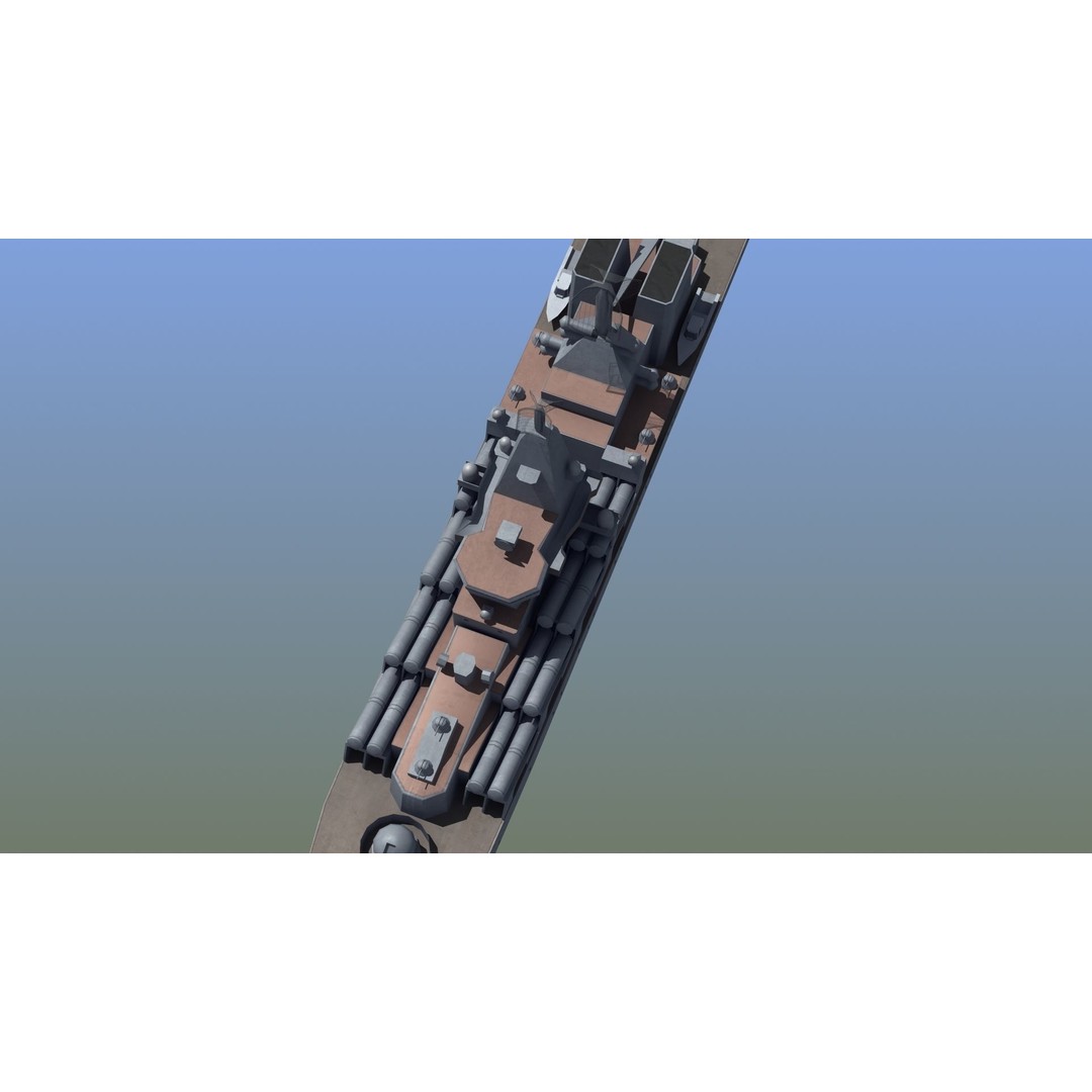 Slava Class Cruiser 3D Model – Low Poly Game-Ready Asset, FBX, OBJ - View 5