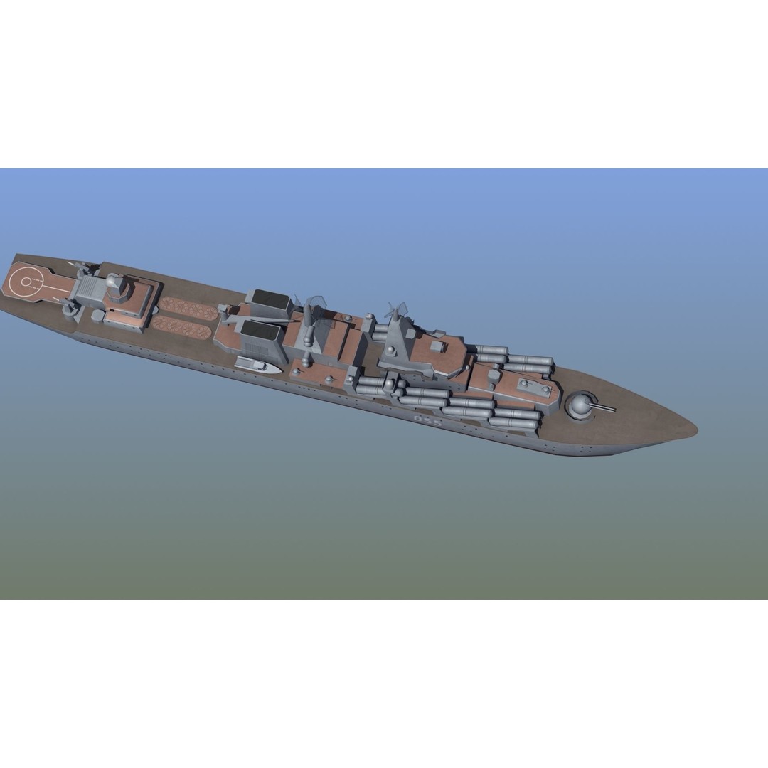 Slava Class Cruiser 3D Model – Low Poly Game-Ready Asset, FBX, OBJ - View 6