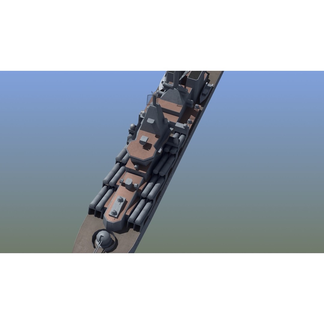Slava Class Cruiser 3D Model – Low Poly Game-Ready Asset, FBX, OBJ - View 7