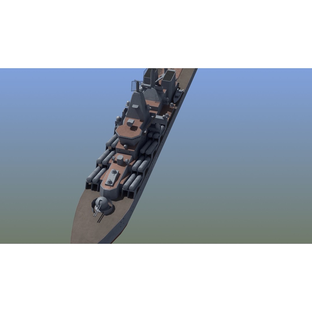 Slava Class Cruiser 3D Model – Low Poly Game-Ready Asset, FBX, OBJ - View 9