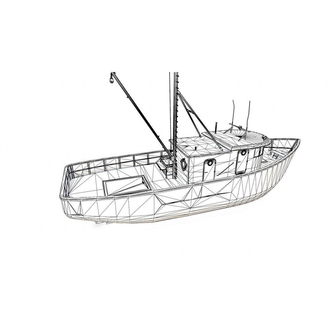 Old Fishing Boat 3D Model – Low Poly PBR Game Asset, FBX & OBJ