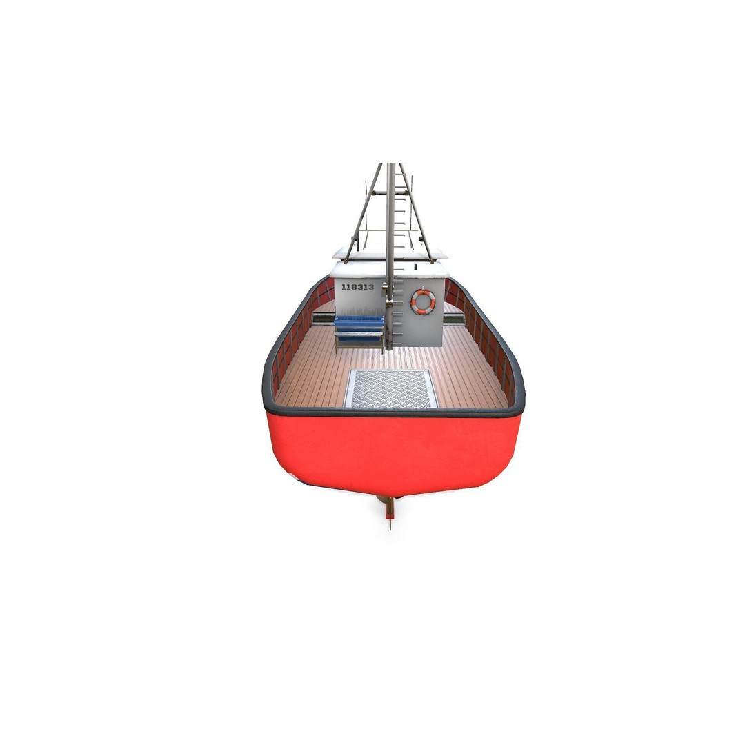 Old Fishing Boat 3D Model – Low Poly PBR Game Asset, FBX & OBJ - View 10