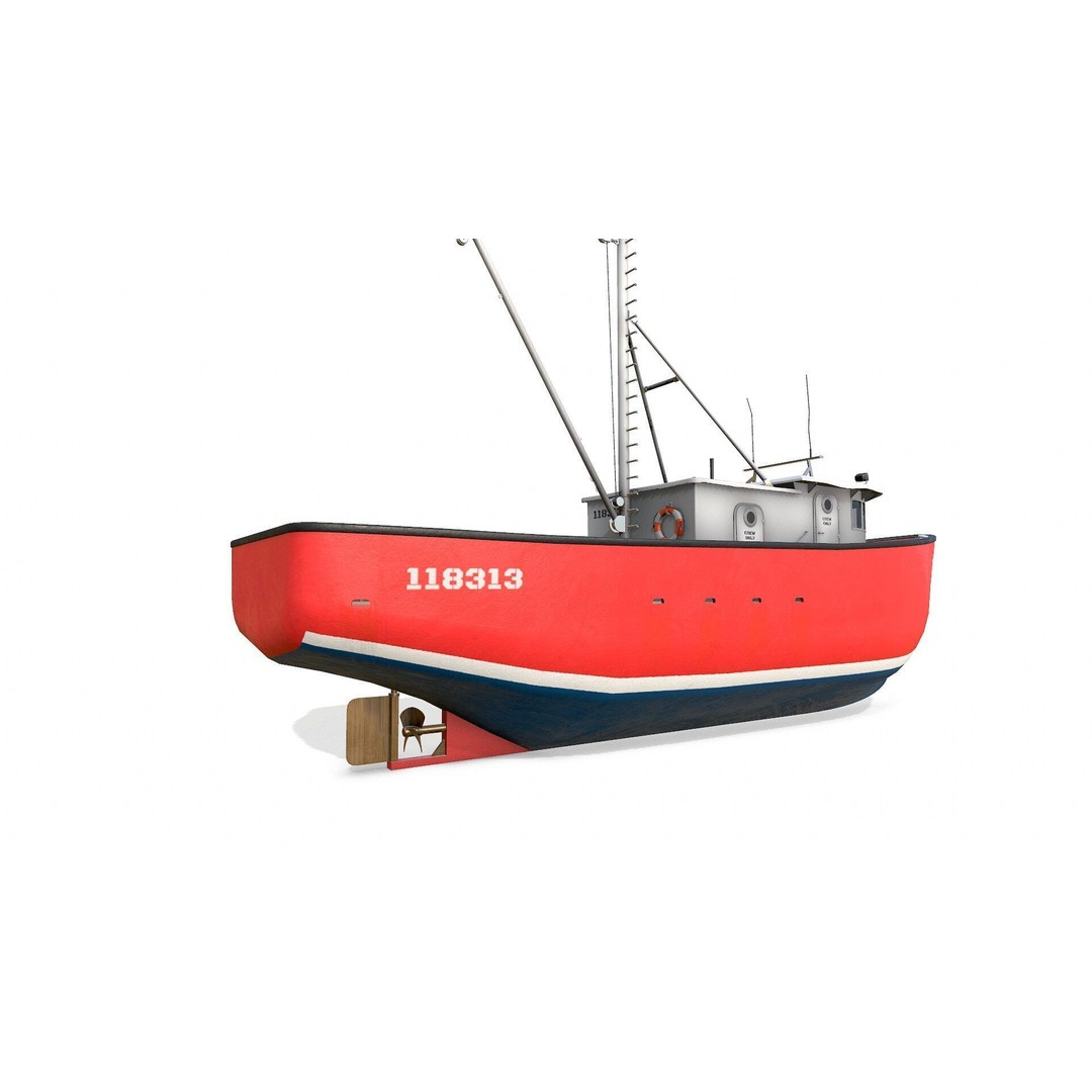 Old Fishing Boat 3D Model – Low Poly PBR Game Asset, FBX & OBJ - View 11