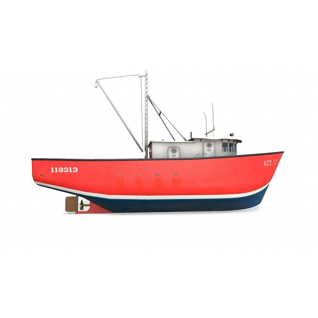 Old Fishing Boat 3D Model – Low Poly PBR Game Asset, FBX & OBJ - View 13