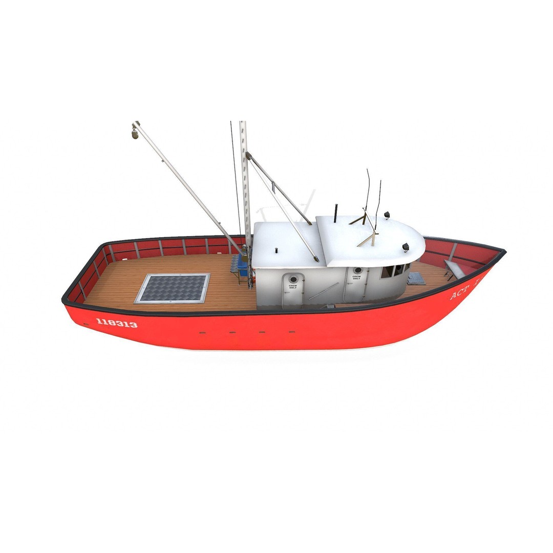 Old Fishing Boat 3D Model – Low Poly PBR Game Asset, FBX & OBJ - View 14