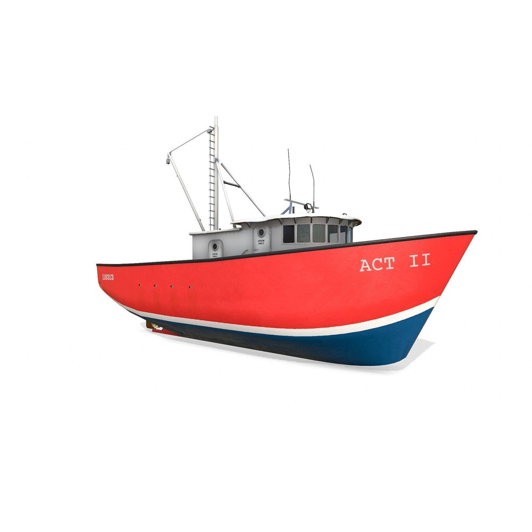 Old Fishing Boat 3D Model – Low Poly PBR Game Asset, FBX & OBJ - View 15