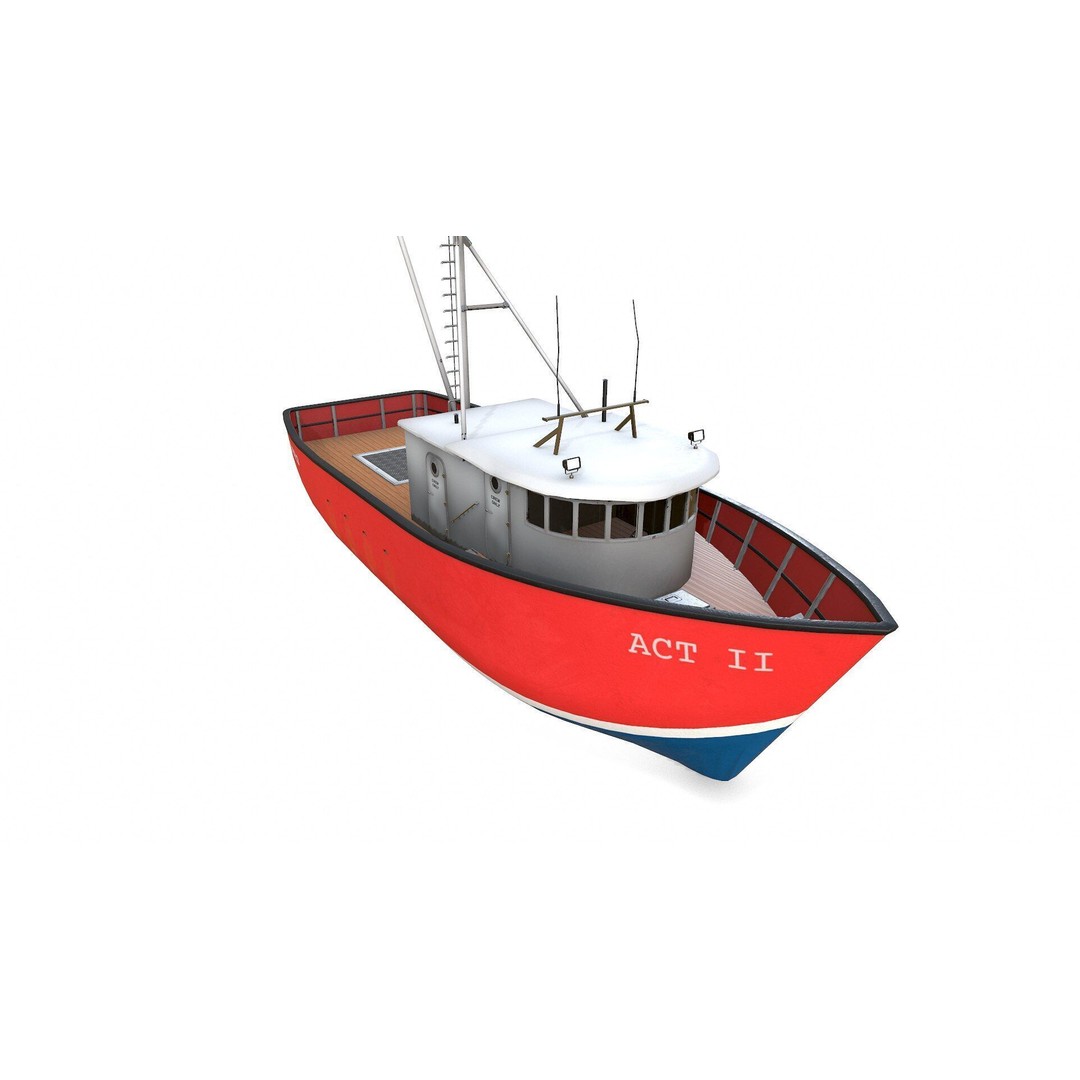 Old Fishing Boat 3D Model – Low Poly PBR Game Asset, FBX & OBJ - View 16