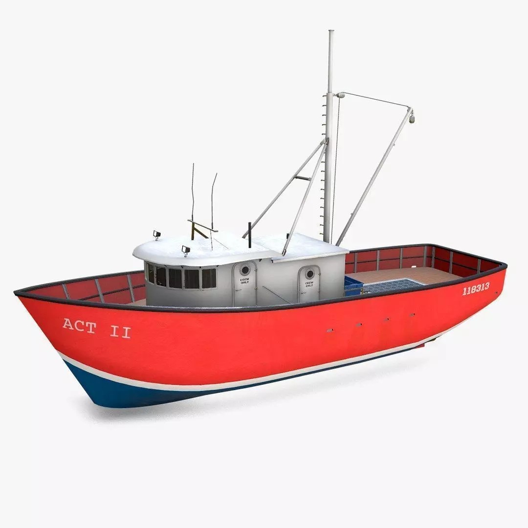 Old Fishing Boat 3D Model – Low Poly PBR Game Asset, FBX & OBJ - View 2