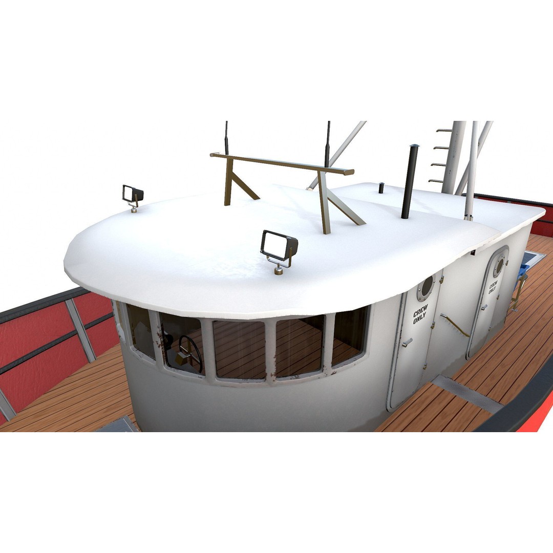 Old Fishing Boat 3D Model – Low Poly PBR Game Asset, FBX & OBJ - View 21