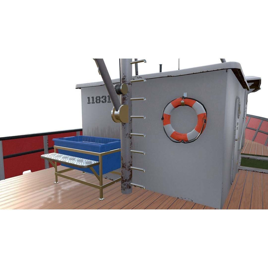 Old Fishing Boat 3D Model – Low Poly PBR Game Asset, FBX & OBJ - View 23