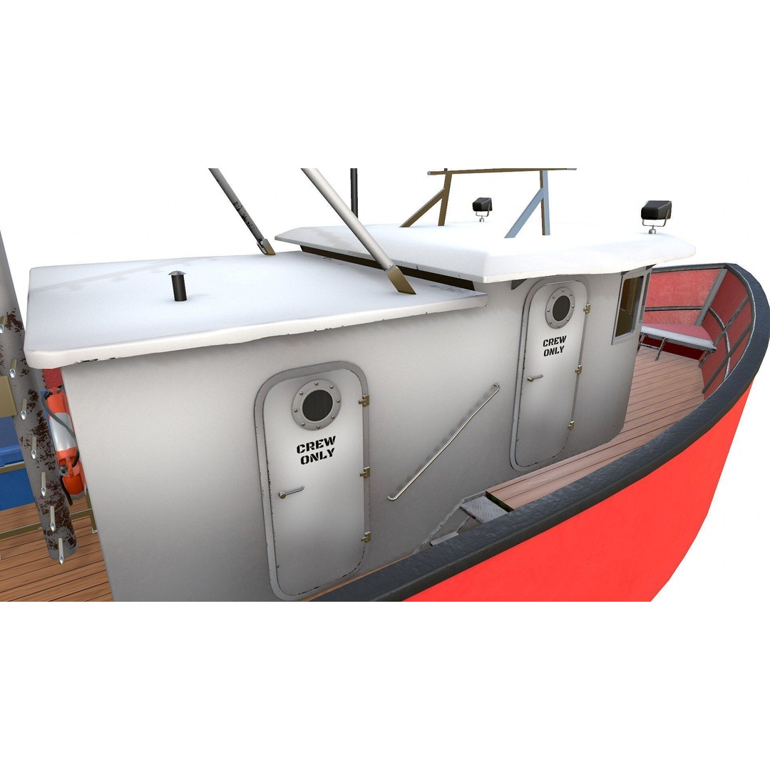 Old Fishing Boat 3D Model – Low Poly PBR Game Asset, FBX & OBJ - View 24
