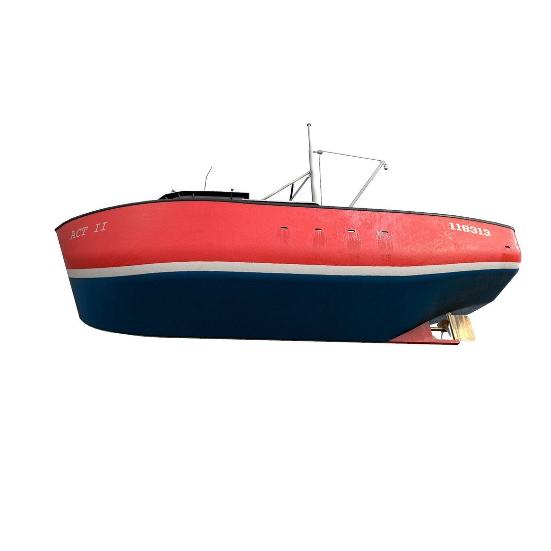Old Fishing Boat 3D Model – Low Poly PBR Game Asset, FBX & OBJ - View 28